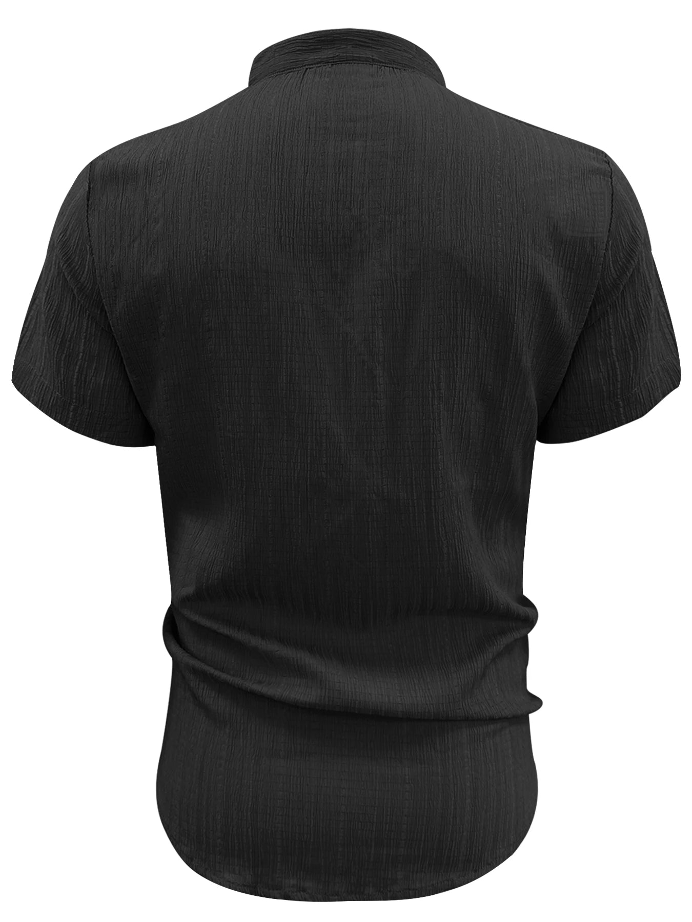 Set di 3 Pezzi Camicia Estiva da Uomo a Maniche Corte Leggera Traspirante Tinta Unita con Bottoni Casual Colletto Rialzato Lavabile in Lavatrice Perfetta