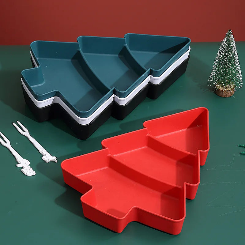 Forma dell'albero di Natale Soggiorno Caramelle Snack Noci Semi Frutta secca Piatto di plastica Piatti Ciotola Piatti colazione Vassoio Stoviglie