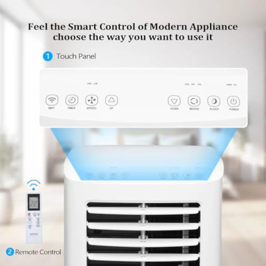 Condizionatore d'aria portatile per casa, ufficio, dormitorio, unità in plastica bianca con raffreddamento da 8000 BTU, telecomando, 3-in-1 AC/ventilatore/deumidificatore