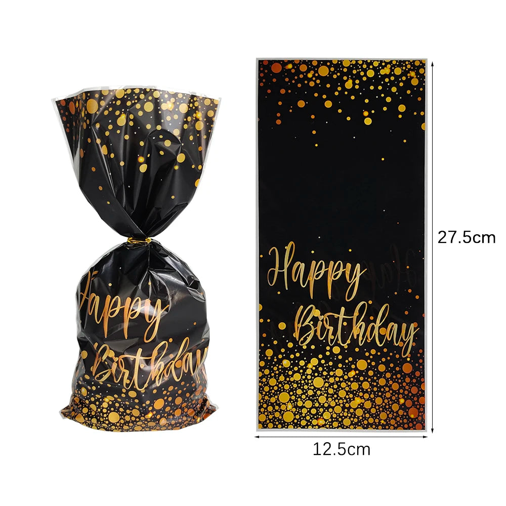 Set di stoviglie usa e getta per compleanno in oro nero, piatti di carta, tazze, tovaglioli, tovaglie, decorazione per feste di buon compleanno per adulti, matrimonio