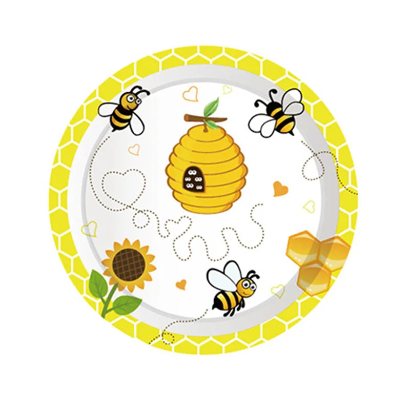 Honey Bee Decorazioni per feste di compleanno per bambini Set di stoviglie usa e getta Tovaglia Piatto di carta Tazza Palloncino Baby Shower Forniture fai da te