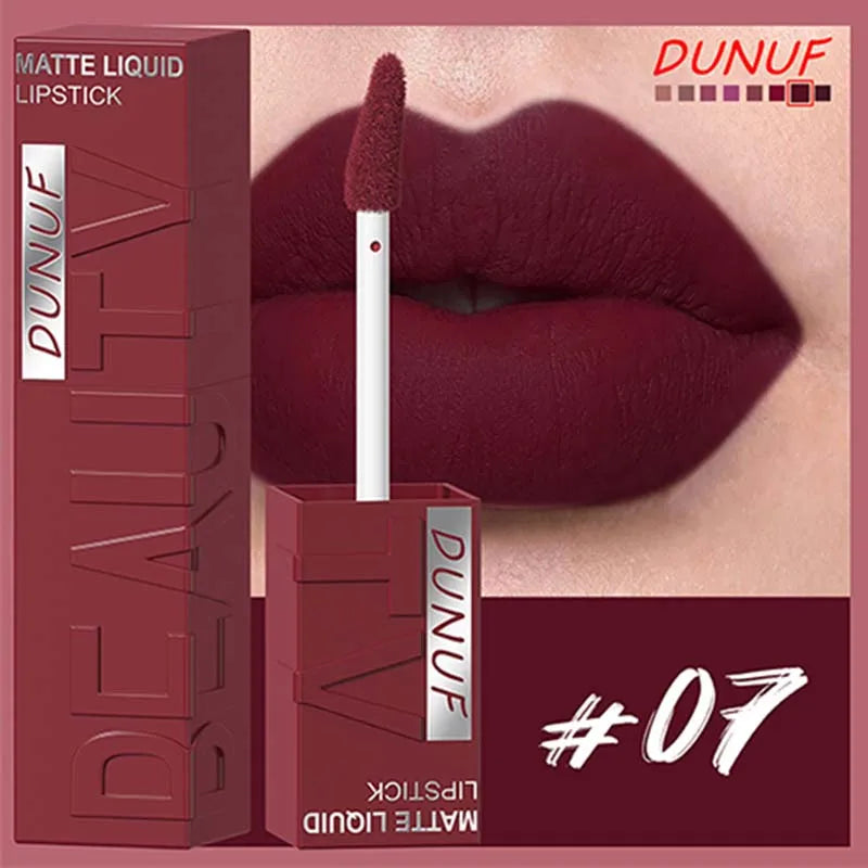 Matte Velvet Lip Gloss Long Lasting Silky Smooth Liquid Lipstick Not Easy To Fade Lipgloss Makeup Sexy Purple for Women Lip Tint