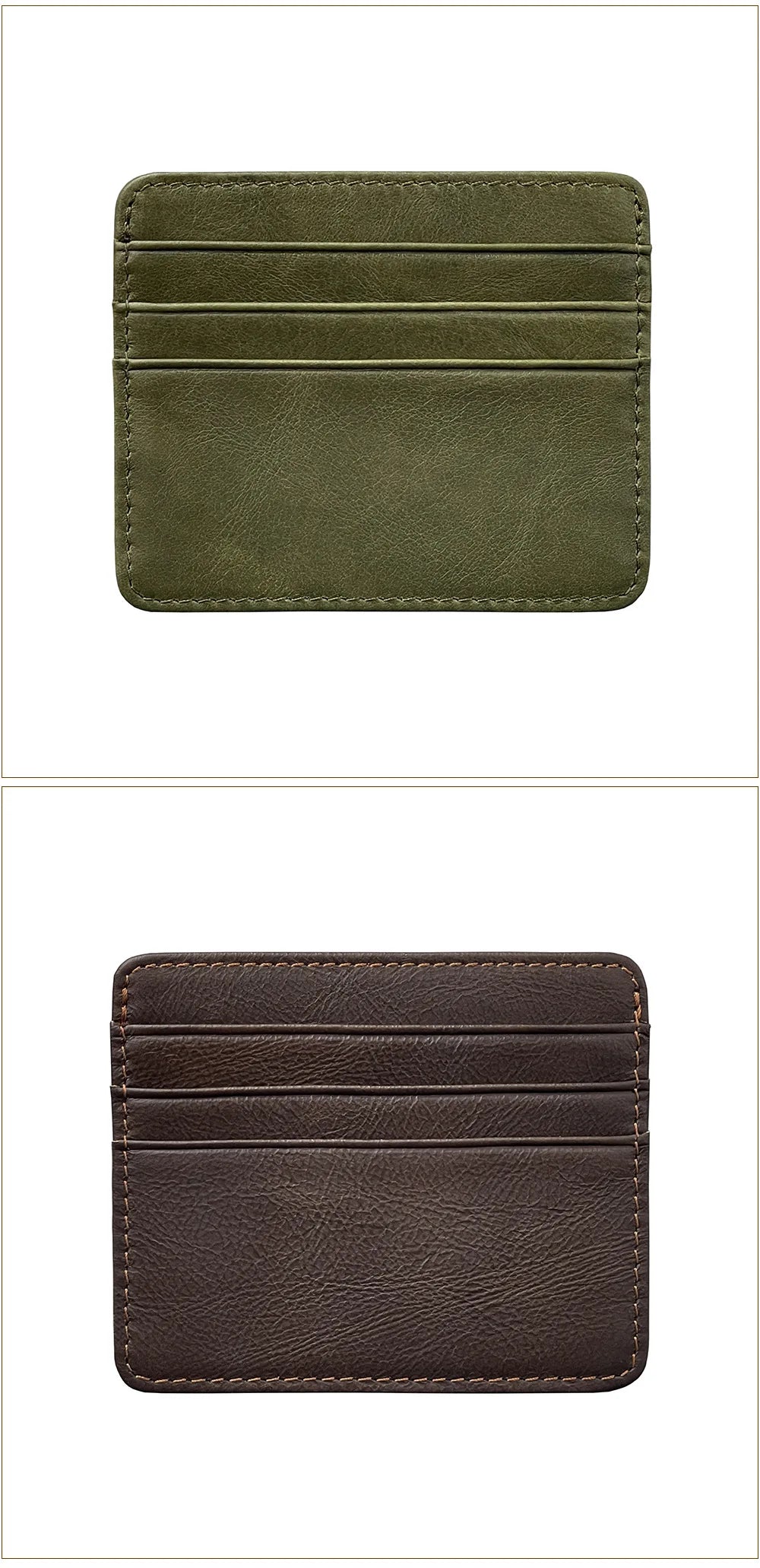Nuovo Portafoglio Sottile in Pelle di Vacchetta per Uomo e Donna, Porta Carte di Credito e Monete con Tasca per Documenti