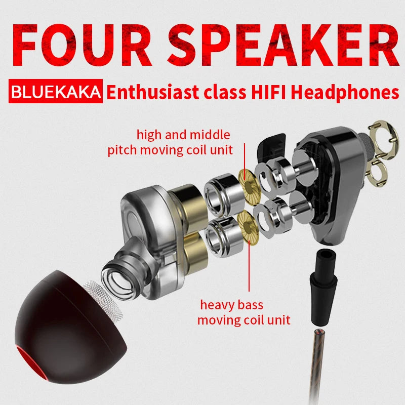 Cuffie a doppia bobina mobile AUX da 3,5 mm con microfono Cuffie dinamiche In-Ear Musica Giochi Sport Auricolari Bass Surround Suono scioccante
