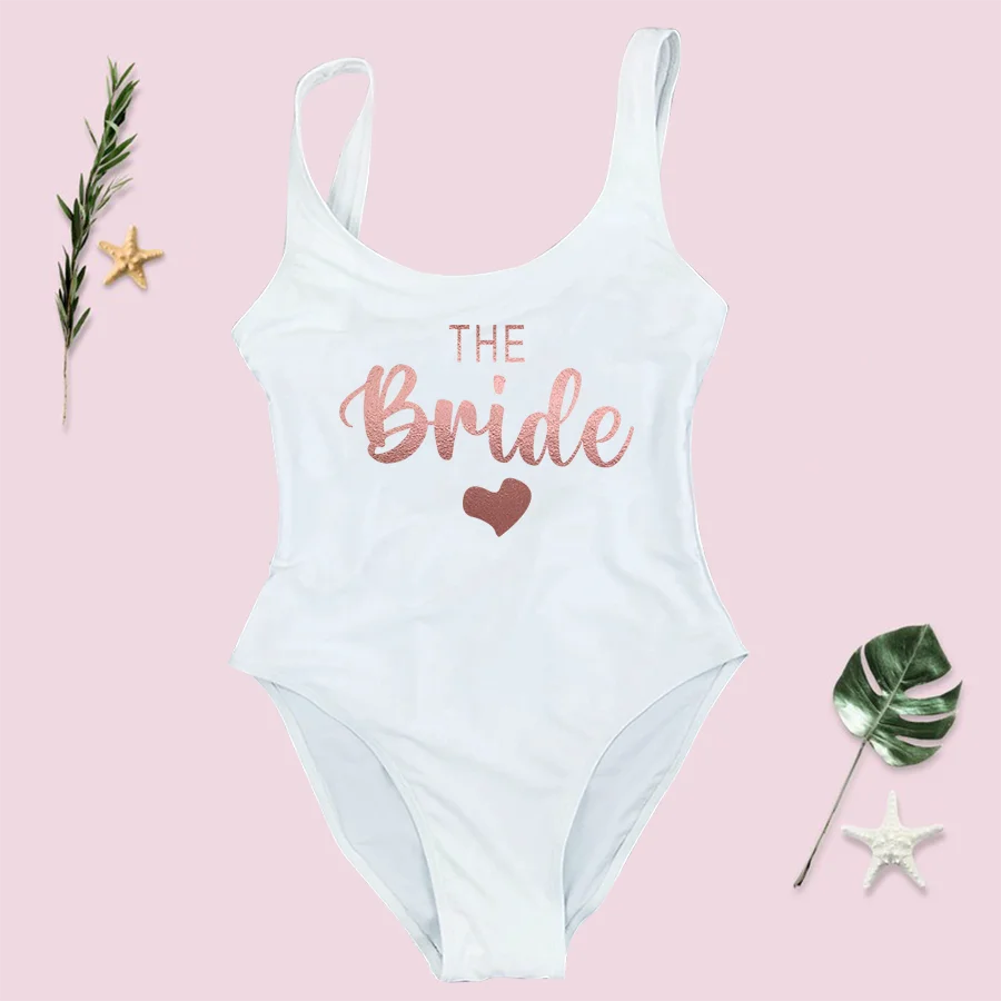 S-3XL costume da bagno intero donna Team Bride Summer Swimwear Higt Cut Low Back costume da bagno addio al celibato costume da bagno Beachwear