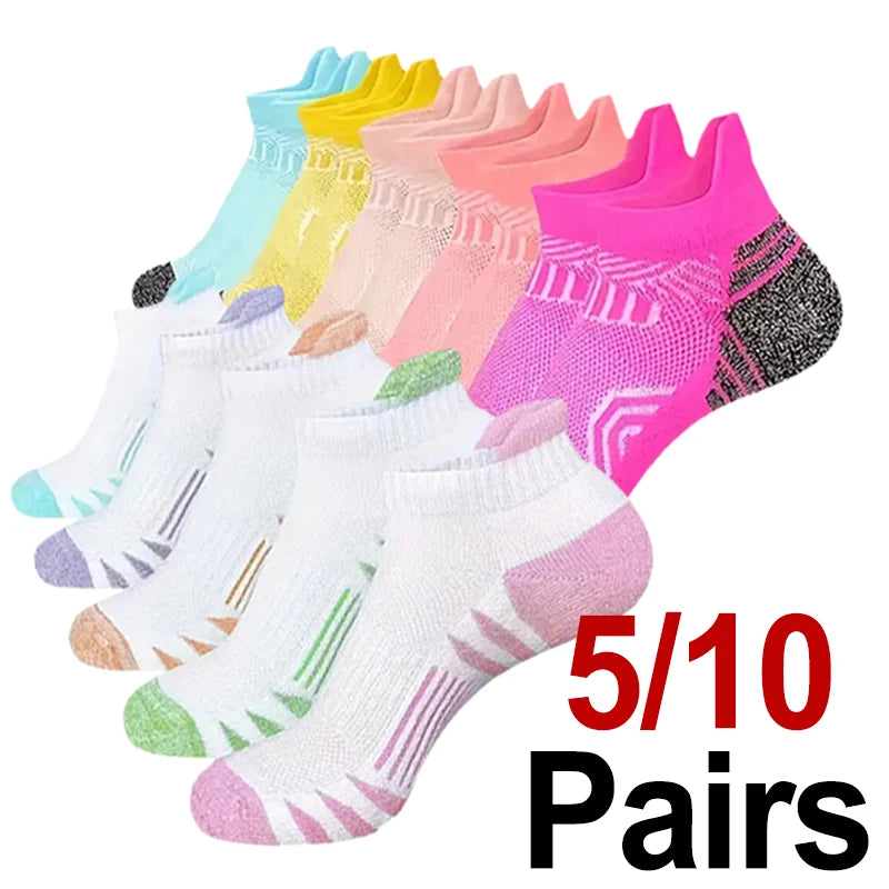 5/10 Pairs High-Quality Neutral Sports Socks Fashionable Stripes Sweat Absorbing Breathable Outdoor Couple Running Casual Socks