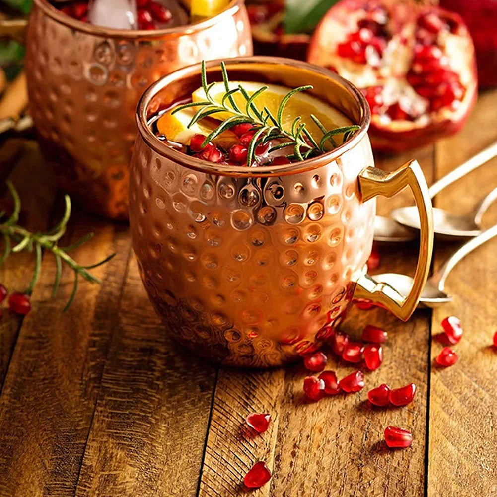 1-6PCS Cocktail Wine Cup Moscow Mule Mugs acciaio inossidabile rame placcato succo tazza di birra tazze da caffè Bar Champagne Party Drinkware