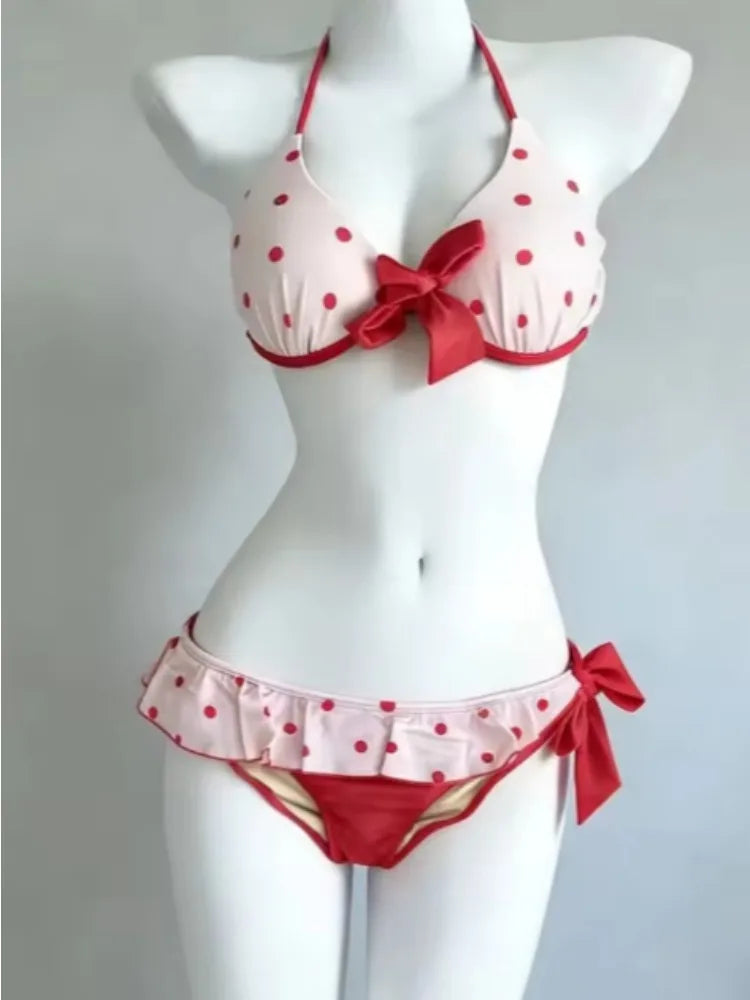 Set Bikini a 4 Pezzi con Vita Alta Fairy Sweet per Donne 2026 - Costume da Bagno Trendy Stampato Chic per Vacanze al Mare Festa Estiva alla Moda