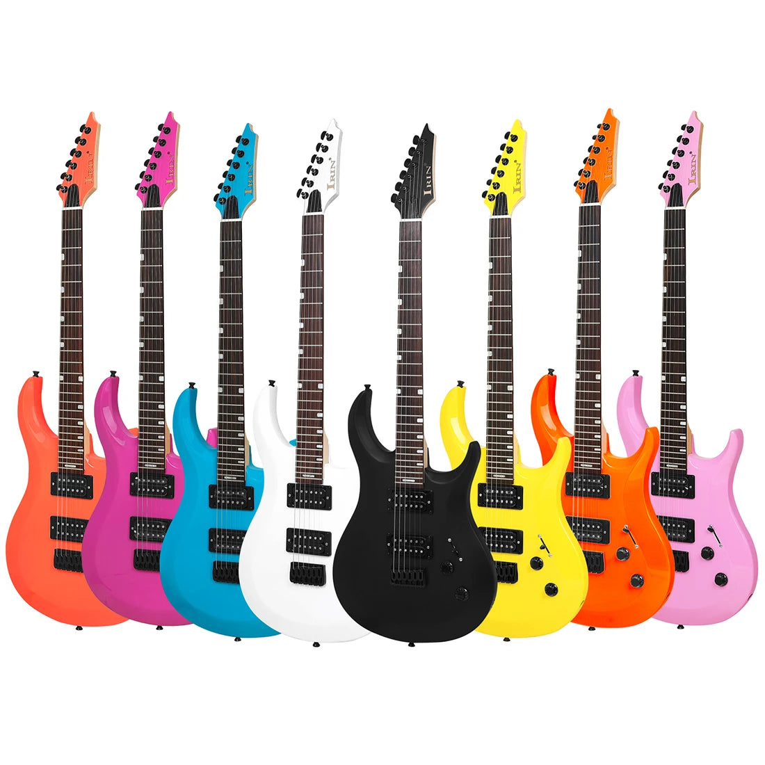 NUOVA chitarra elettrica IRIN 24 tasti 6 corde corpo Oguman manico in acero Guitarra elettrica colorata con cavo di collegamento chiave borsa