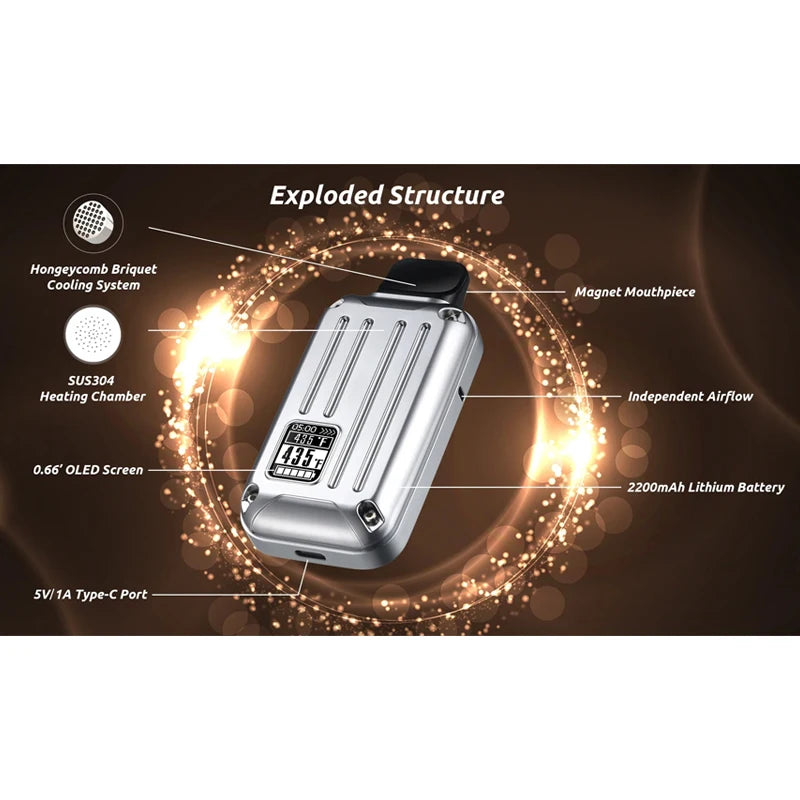 Kit vaporizzatore Vape per erbe secche originale Anix Urano Batteria da 2200 mAh con cappuccio magnetico per camera SS304 Display OLED Sigaretta elettronica