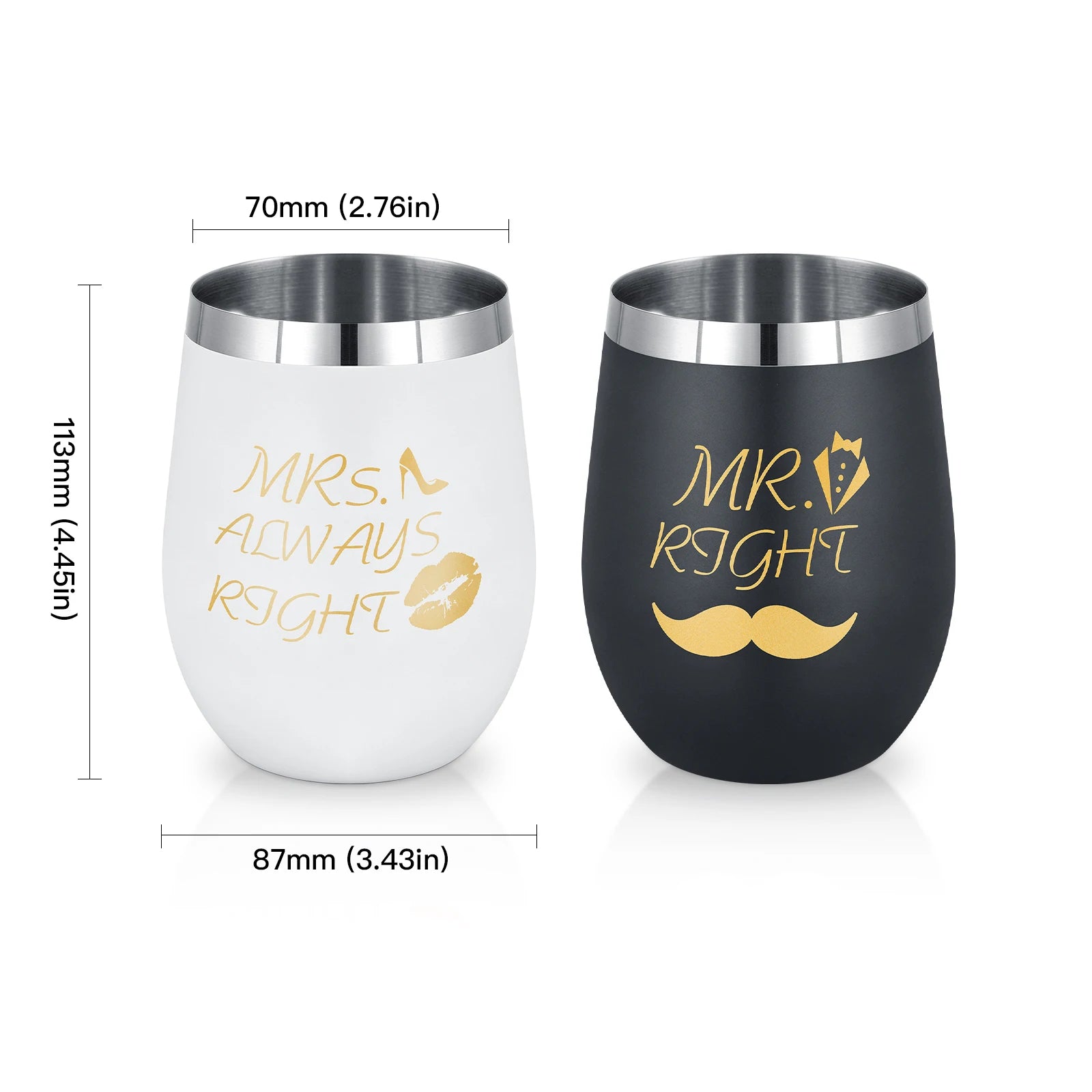 Bicchiere in Acciaio Inox a Doppio Strato con Confezione Regalo - Bicchiere per Cocktail, Martini, Mojito, Drink Misti, Bar, Feste, Birra, Vino