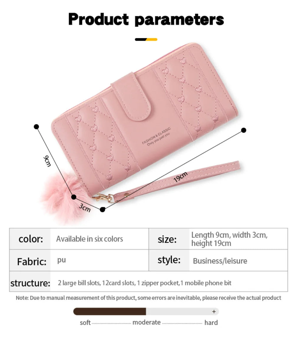 Portafoglio lungo da donna porta carte di credito in pelle Pu portamonete con cerniera Hasp di grande capacità portamonete Multi Card Organizer borsa da polso per cellulare
