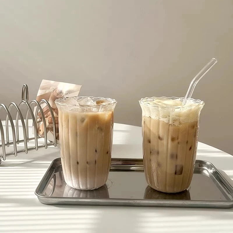 1/6 pezzi tazza di vetro giapponese tazza di vetro per caffè al latte tazza trasparente birra ins tazza di acqua potabile accessorio da cucina tazze di vetro per acqua