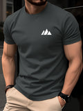 T-shirt da uomo in cotone 100% alla moda, casual, traspirante, semplice, con motivo geometrico a triangoli, estivo, a maniche corte, girocollo