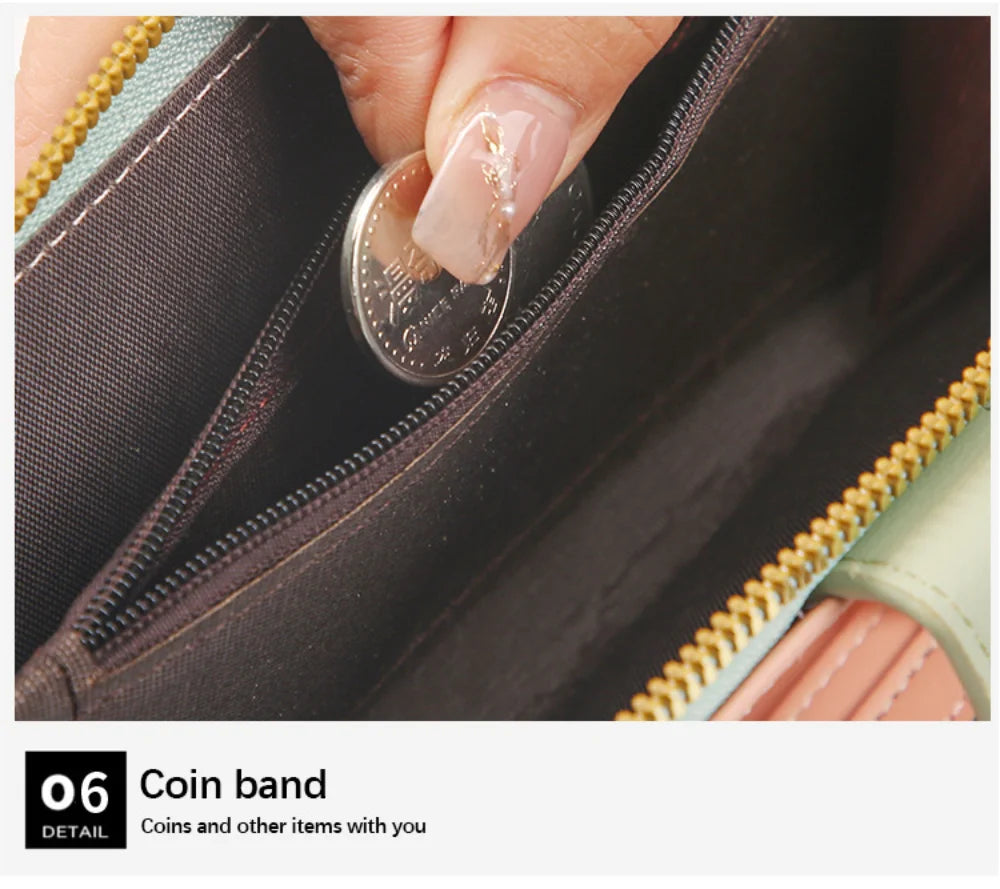 Portafoglio lungo da donna porta carte di credito in pelle Pu portamonete con cerniera Hasp di grande capacità portamonete Multi Card Organizer borsa da polso per cellulare