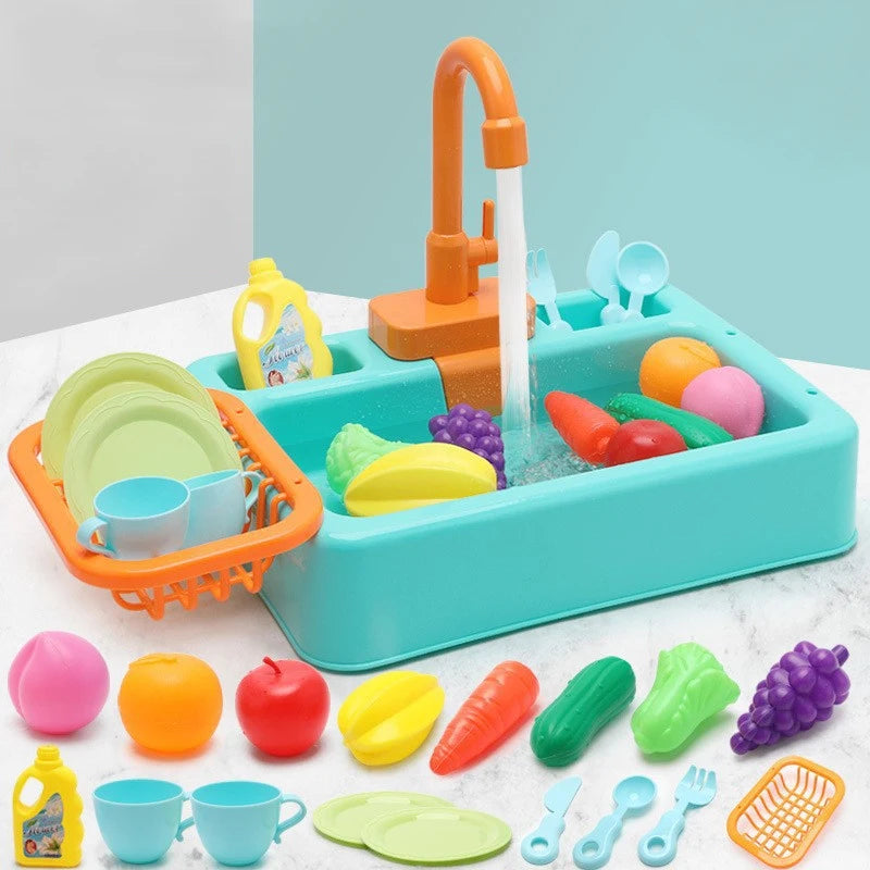 Lavello da cucina per bambini Giocattoli Simulazione Lavastoviglie elettrico Mini cucina Cibo Giochi di imitazione Casa Set di giocattoli Giochi di ruolo per bambini Giocattoli per ragazze