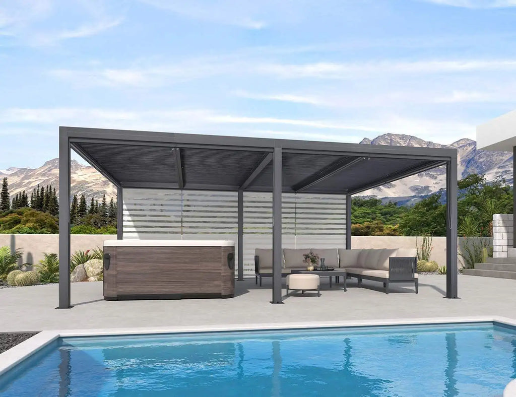Gazebo esterno regolabile da giardino Pergola con persiana in alluminio motorizzata bioclimatica moderna personalizzata