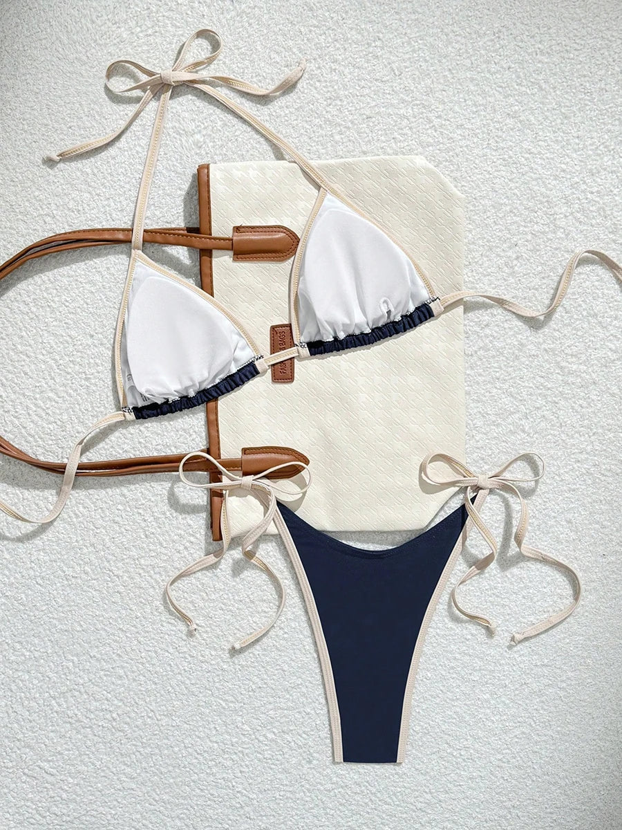 Il colore sexy a contrasto separa il micro bikini 2026 costume da bagno da donna costumi da bagno femminili mini perizoma bikini set costume da bagno a due pezzi