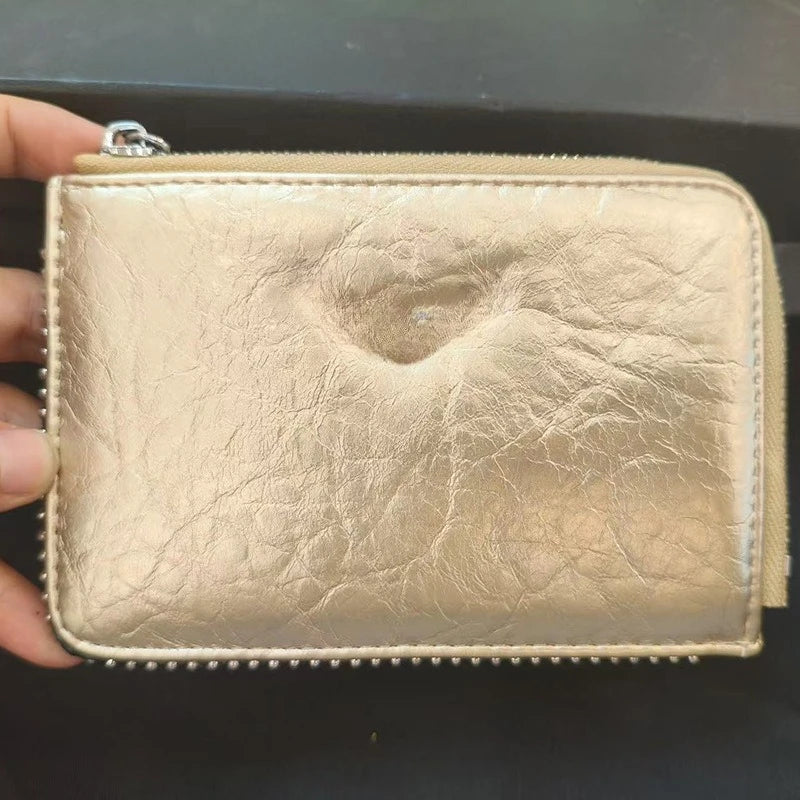 Nuovo Portafoglio da Donna ZV in PU con Catena Metallica, Porta Carte, Pochette in Denim, Portamonete, Portafoglio Piccolo