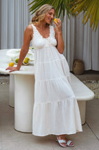 Abito Maxi In Cotone Soft Love Pastello Con Rouches Sul Collo