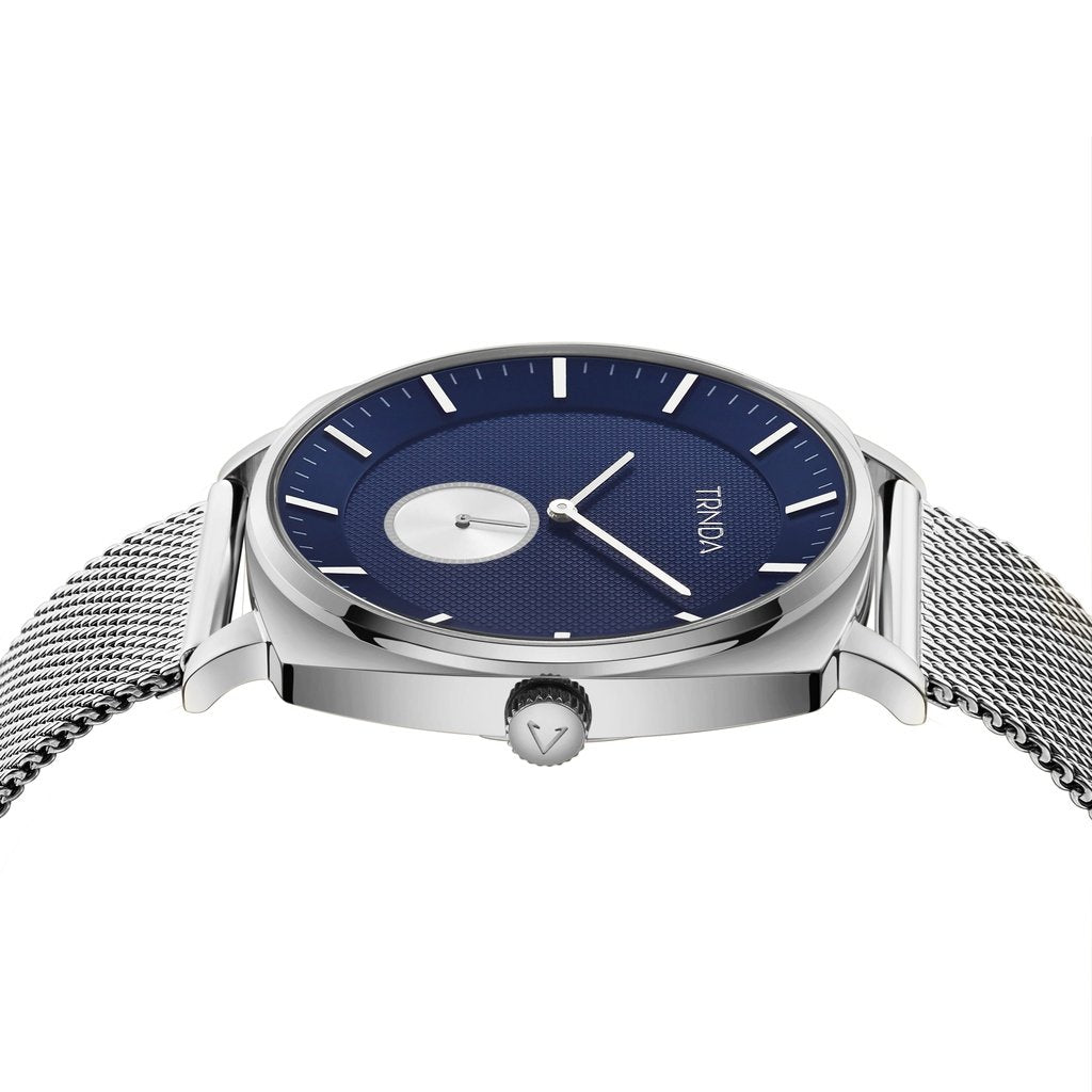 Trnda Men's Stainless Steel Watch, Blue Dial | Trn-Sq45-Sl
