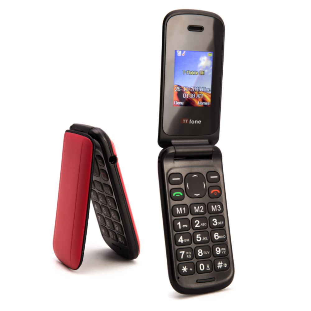 TTfone TT140 Rosso Telefono A Conchiglia Con Cavo USB EE Pay As You Go