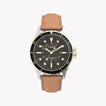 Timex Men's Black Dial Watch, Tan Leather Band | Tw2u55600