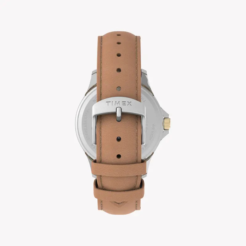 Timex Men's Black Dial Watch, Tan Leather Band | Tw2u55600