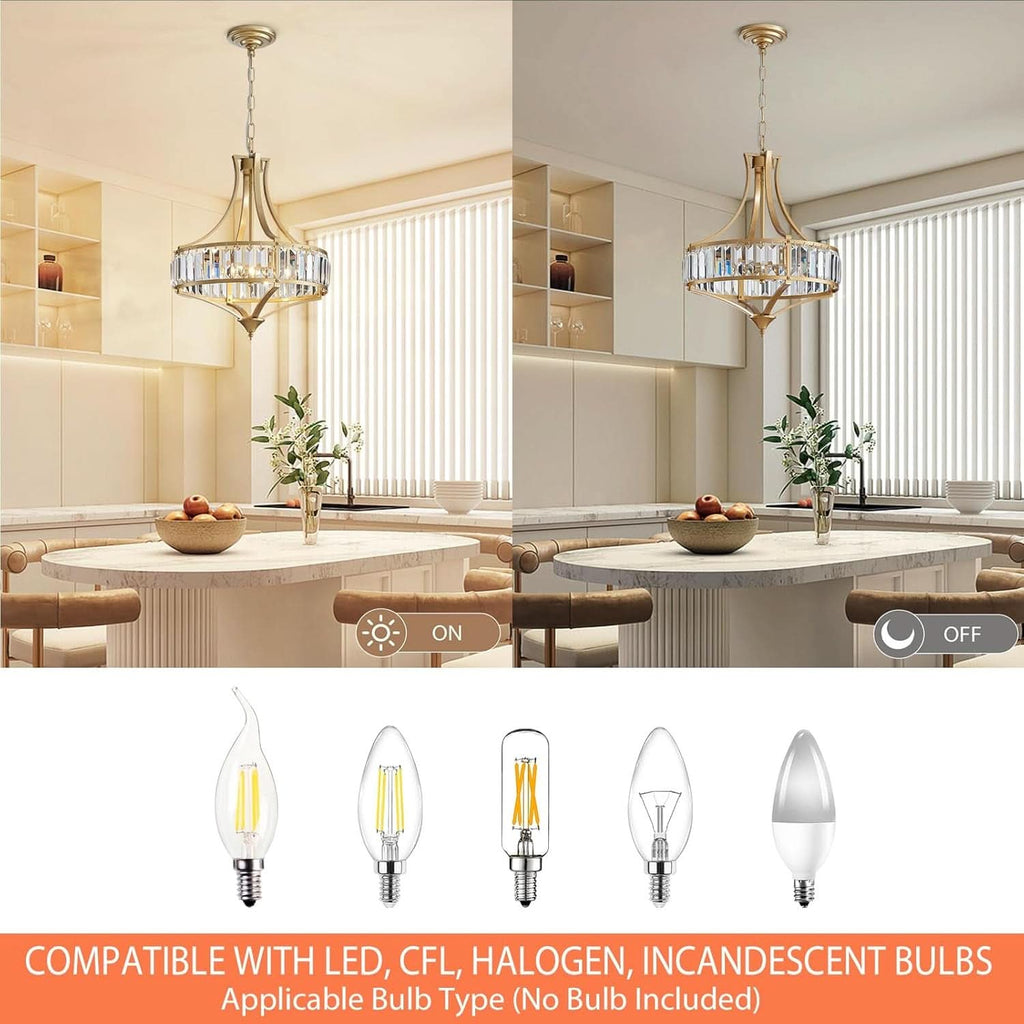 Gold Crystal Chandelier 4 Light Rustic Illumination