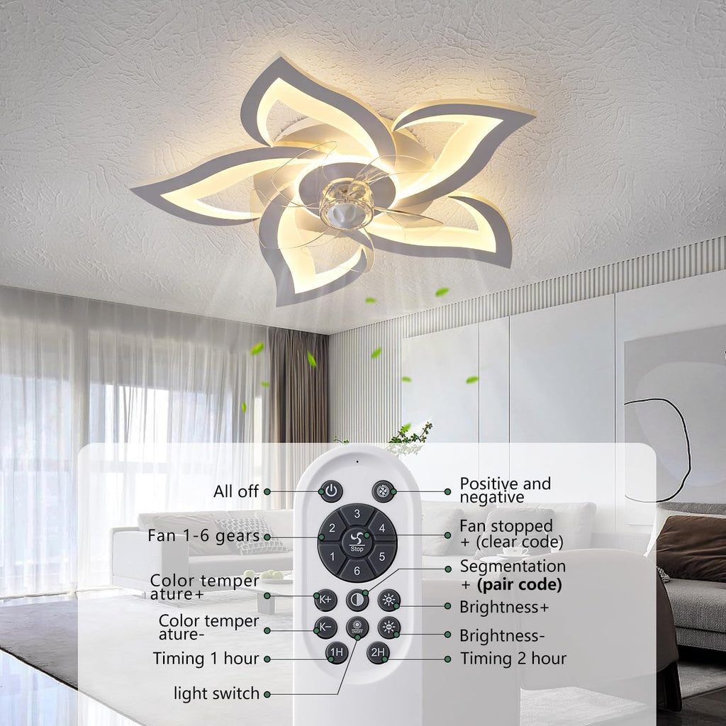 Ventilatore da Soffitto LED Bianco 60 cm Reversibile con Luci