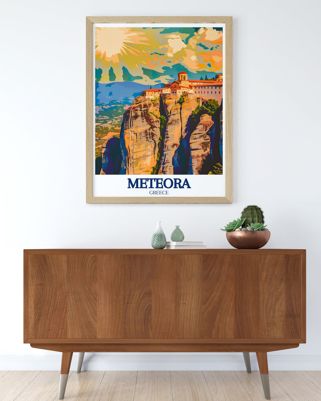 Meteora Poster - Great Meteoron Art Print - Peneus Valley Wall Print - Peneus Valley Travel Poster-4