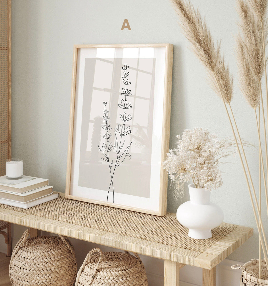 Blumen Minimalistisch Poster · Geschenkidee · Handgezeichnet · Abstract Flower · Line Art · Wand Deko · Deko Print ohne Rahmen-1