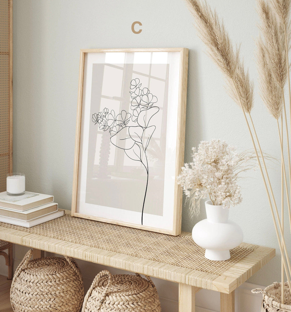 Blumen Minimalistisch Poster · Geschenkidee · Handgezeichnet · Abstract Flower · Line Art · Wand Deko · Deko Print ohne Rahmen-3