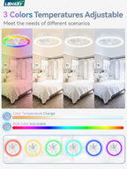 20 Inch RGB Flush Mounted Ceiling Fan Illumination LED