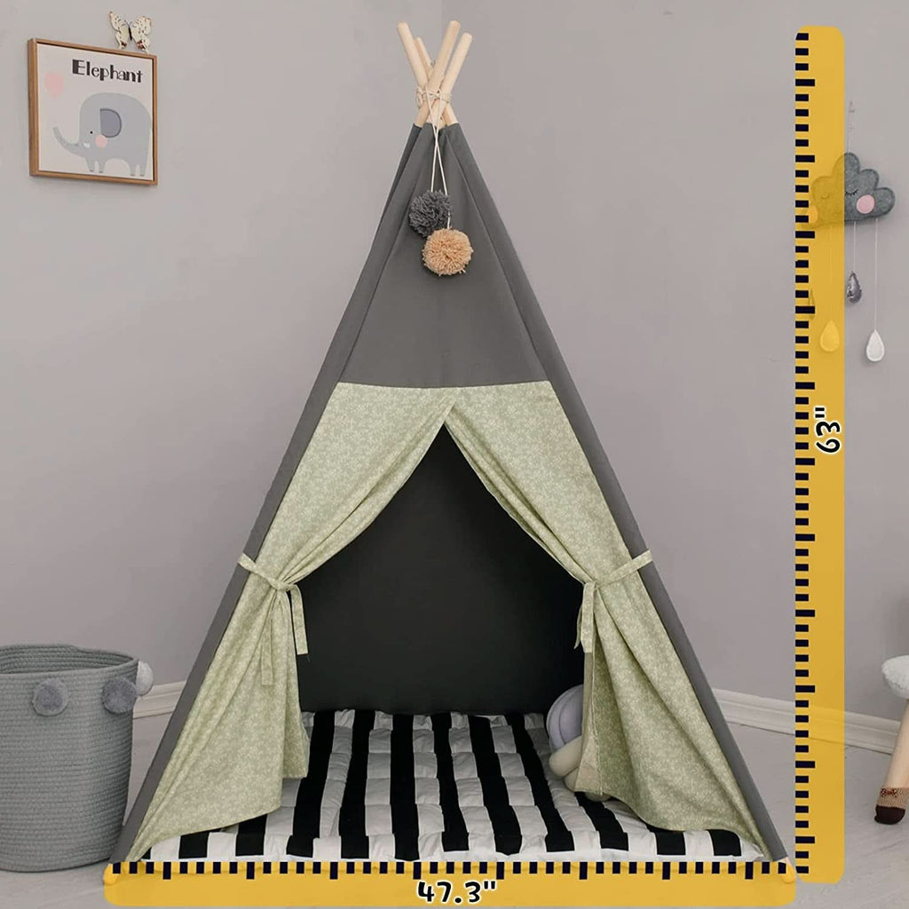 Casa Teepee Grigia Con Materasso Imbottito Per Bambini