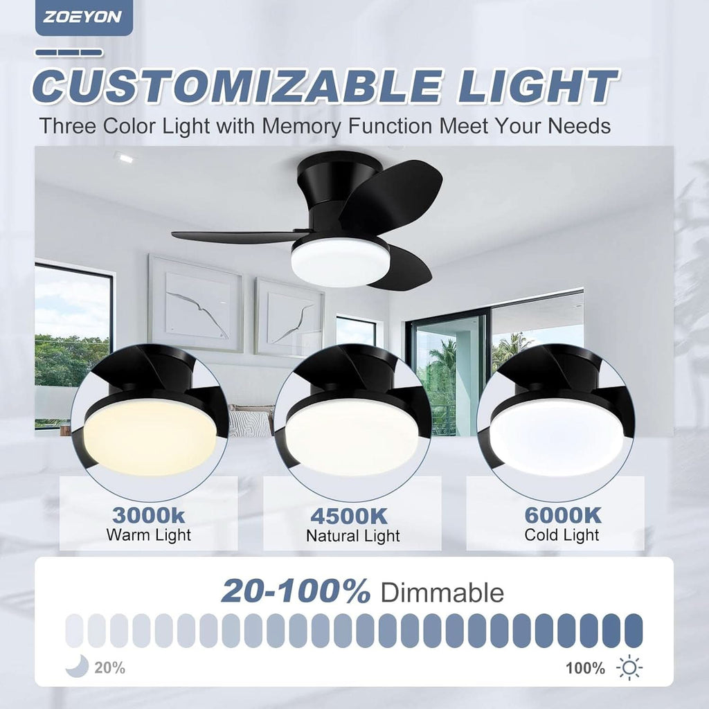 Ventilatore Da Soffitto Incasso Nero 26 Pollici Con Luce Integrata E Telecomando