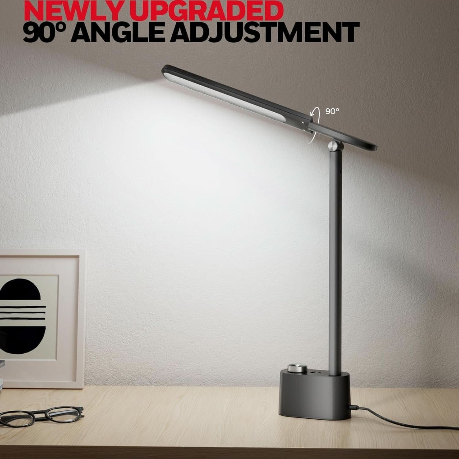 Lampada Da Scrivania LED H01 Pro Sunturalux Pieghevole Con USB Nero