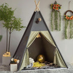 Casa Teepee Grigia Con Materasso Imbottito Per Bambini