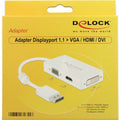 Delock Adattatore DisplayPort a VGA HDMI DVI Bianco 0,16 m