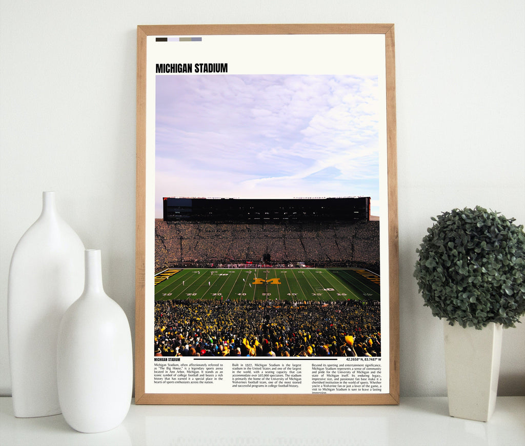 Michigan Stadium Print | Michigan Art | Michigan Wolverines Poster | NCAA Stadium Poster | Housewarming Gift-1