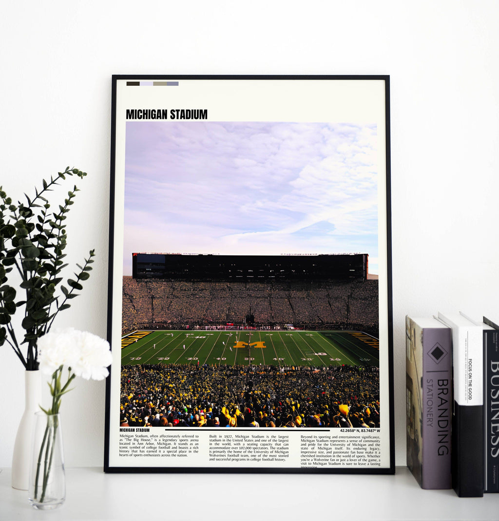 Michigan Stadium Print | Michigan Art | Michigan Wolverines Poster | NCAA Stadium Poster | Housewarming Gift-0
