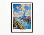Shanghai Travel Print Wall Decor The Bund Travel Print Art Print Shanghai Wall Hanging Home Décor Gift Shanghai Art Lovers China-0