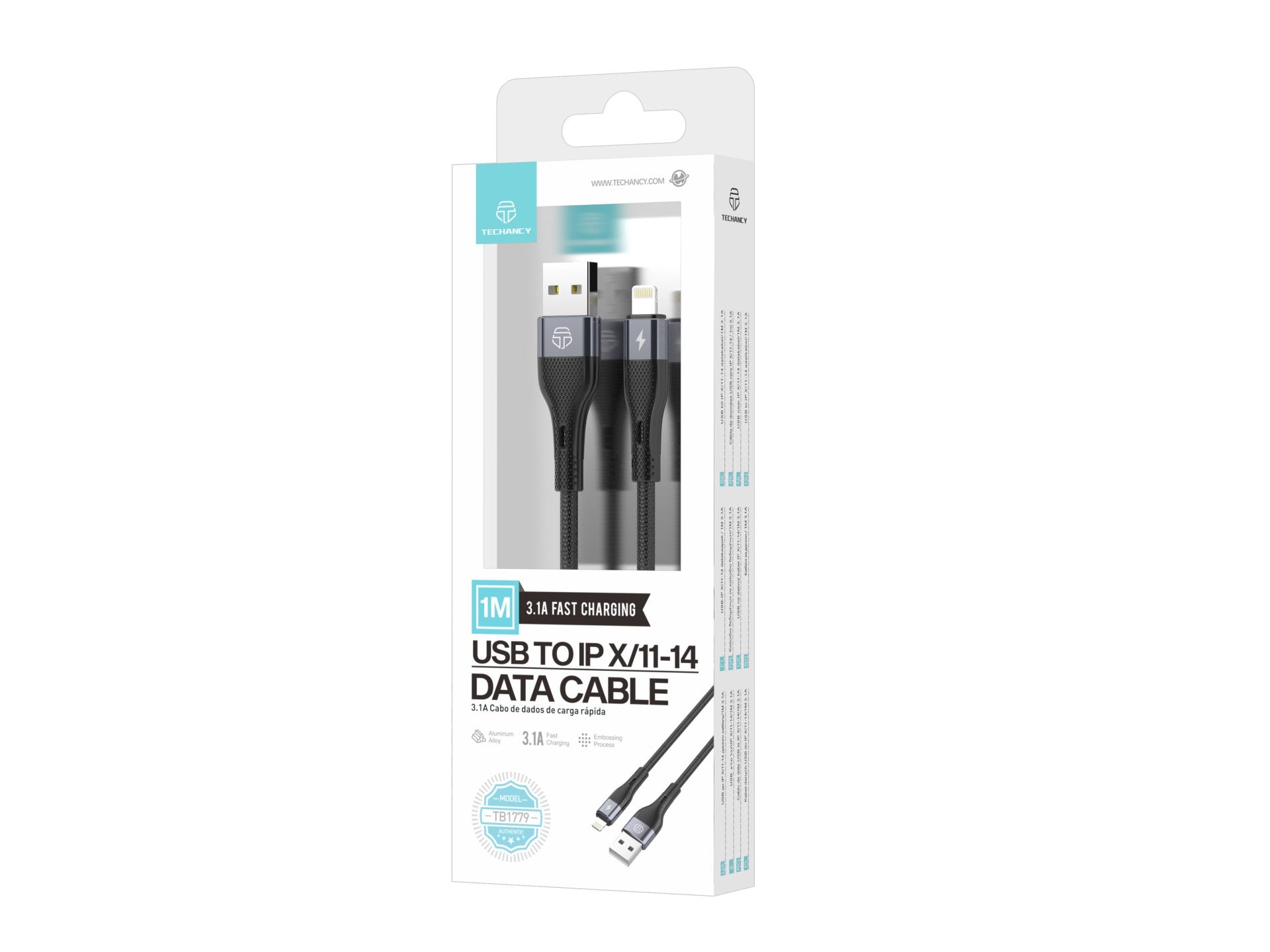 Cavo Dati USB Lightning Nero TB1779 Carica Veloce 3,1 A Trasferimento 480 Mbps