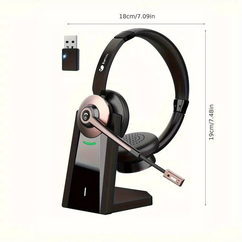 Cuffie Bluetooth Senza Fili Con Microfono E Dock Di Ricarica Rosa Dorata