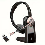 Cuffie Bluetooth Senza Fili Con Microfono E Dock Di Ricarica Rosa Dorata