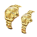Quartz Couple Watch Stainless Steel Waterproof Pair (All Gold)-0