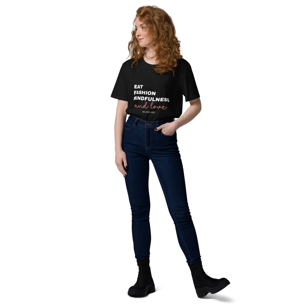 Maglietta Unisex in Cotone Biologico Mangia Moda Consapevolezza Amore