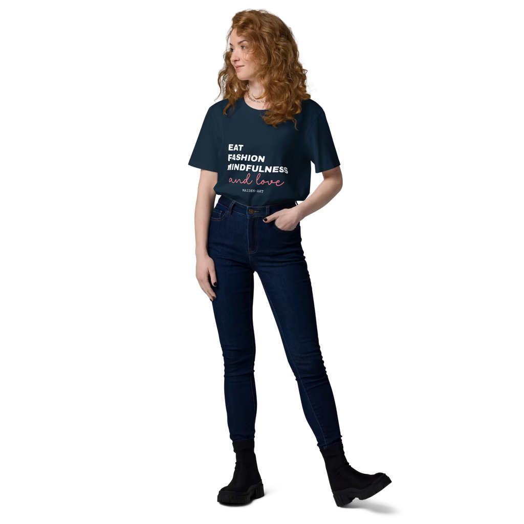 Maglietta Unisex in Cotone Biologico Mangia Moda Consapevolezza Amore